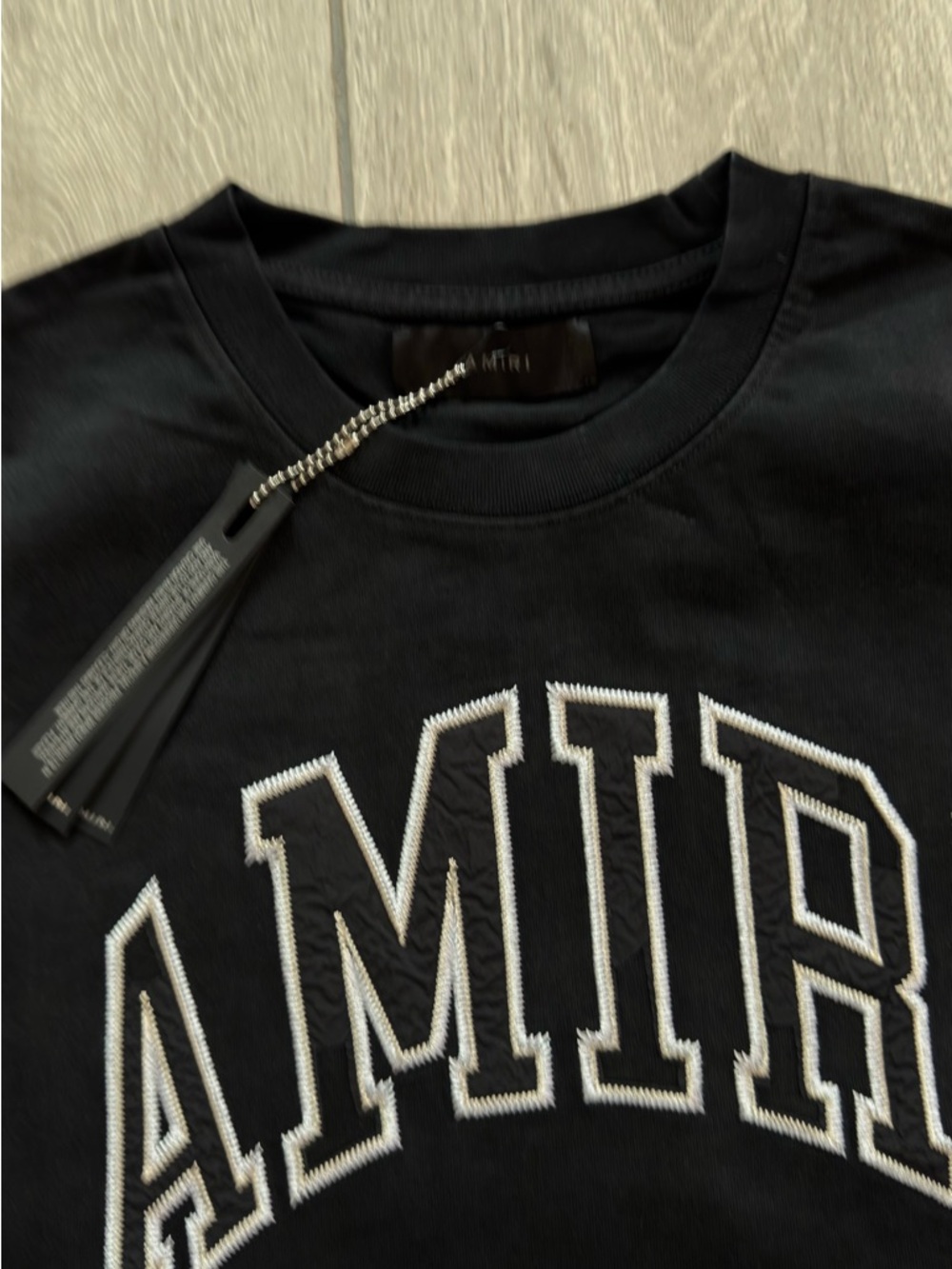 AMIRI Black Tee with White Arched Logo Size Medium - Picture 4 of 4